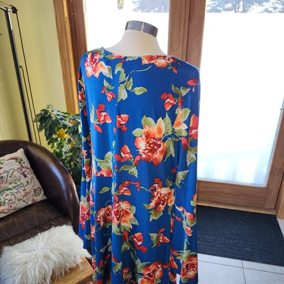 25156 Forever 21 + Blue Floral Fit n Flare Skater Dress 3X - Picture 4 of 10